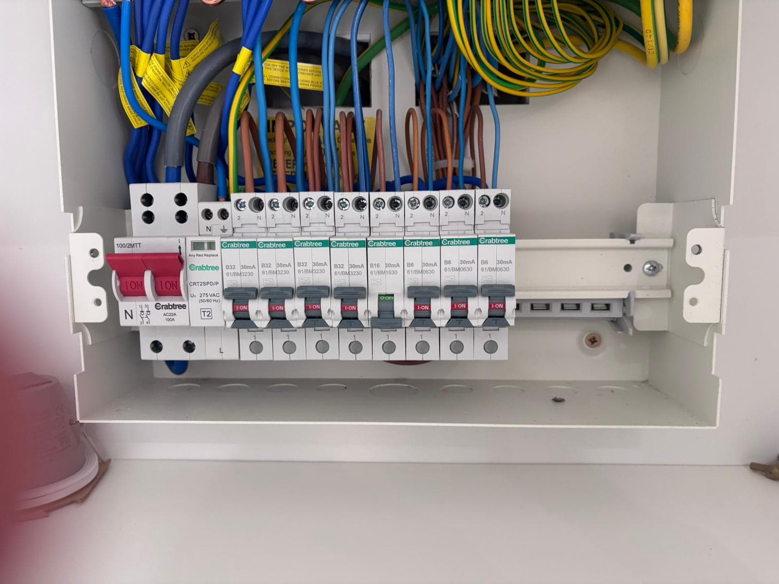 New Crabtree consumer unit with surge protection and an RCBO on every circuit